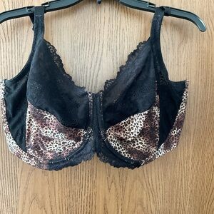 Lilyette Black and Brown Balconette Bra with Lace